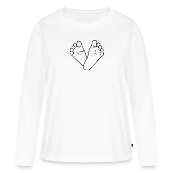 Pieds de bébé - T-shirt manches longues Premium bio Femme - blanc - Devant - Julia (174cm)