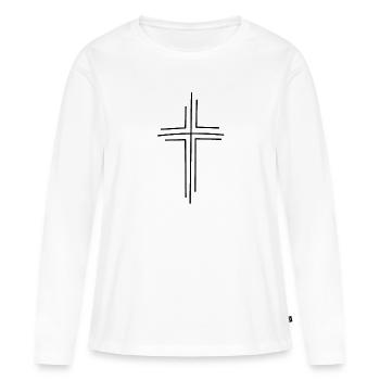 Croix - T-shirt manches longues Premium bio Femme - blanc - Devant - Julia (174cm)