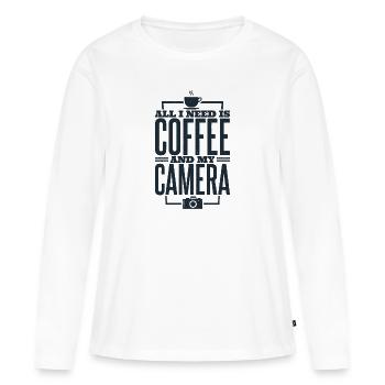 Photographie photo photo photo photos photos cadeau - T-shirt manches longues Premium bio Femme - blanc - Devant - Julia (174cm)