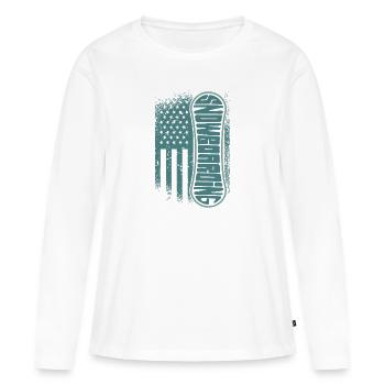 Snowboard Snowboard Vacances Snowboard Snowboarder - T-shirt manches longues Premium bio Femme - blanc - Devant - Julia (174cm)