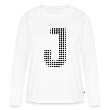 J Buchstabe Punkte Raster - Frauen Premium Bio Langarmshirt - Weiß - Vorne - Julia (174cm)