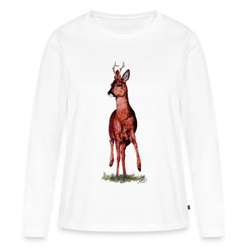 Rehbock stolz - Frauen Premium Bio Langarmshirt - Weiß - Vorne - Julia (174cm)