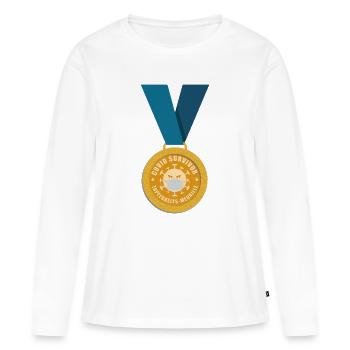 MÉDAILLE DE BRAVOURE Covid-19 - T-shirt manches longues Premium bio Femme - blanc - Devant - Julia (174cm)