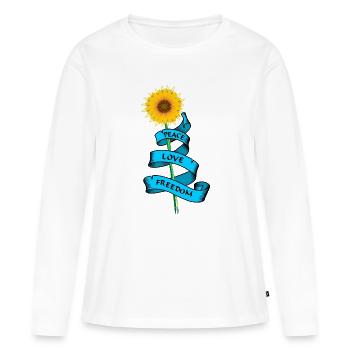 SunflowerPeace aime la liberté - T-shirt manches longues Premium bio Femme - blanc - Devant - Julia (174cm)
