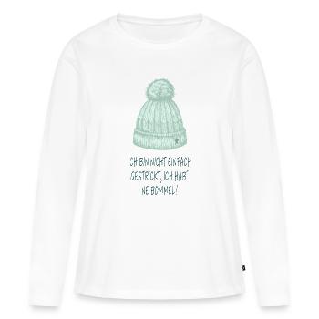 J’ai un pompon – Drôle de chapeau qui dit - T-shirt manches longues Premium bio Femme - blanc - Devant - Julia (174cm)