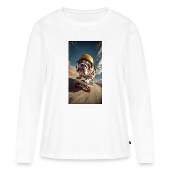 Bulldog Skateboard Tempo - T-shirt manches longues Premium bio Femme - blanc - Devant - Julia (174cm)