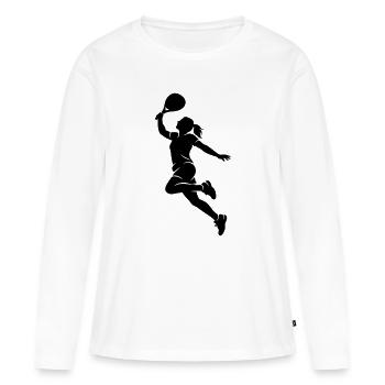 Femme smash padel - T-shirt manches longues Premium bio Femme - blanc - Devant - Julia (174cm)