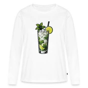 Illustration en verre Mojito - T-shirt manches longues Premium bio Femme - blanc - Devant - Julia (174cm)