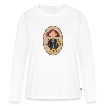 Portrait ovale Sunflower Love - T-shirt manches longues Premium bio Femme - blanc - Devant - Julia (174cm)