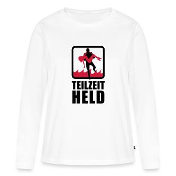 Teilzeit Held mit Flammen - Frauen Premium Bio Langarmshirt - Weiß - Vorne - Julia (174cm)