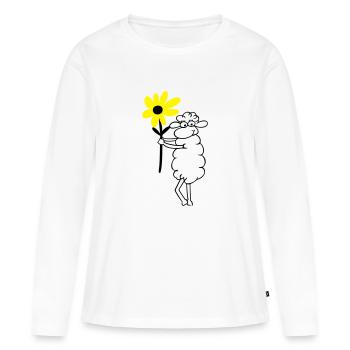 fleurs moutons - T-shirt manches longues Premium bio Femme - blanc - Devant - Julia (174cm)