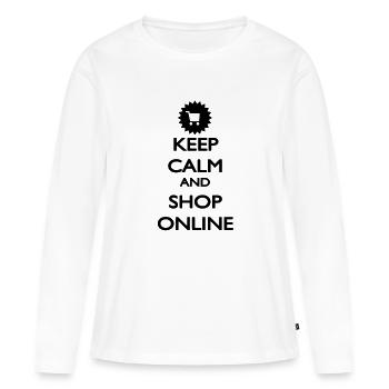 Keep Calm and Shop Online - Women's Premium Organic Long Sleeve Shirt - white - Front - Julia (174cm)