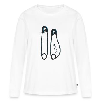 Annonce de grossesse - T-shirt manches longues Premium bio Femme - blanc - Devant - Julia (174cm)