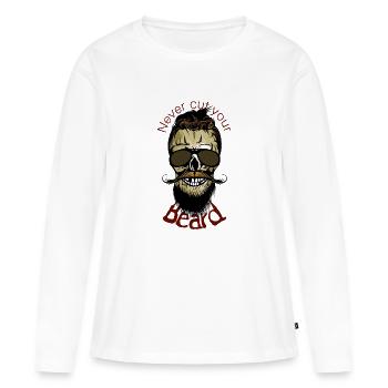 tete de mort citation never cut hipster skull barb - T-shirt manches longues Premium bio Femme - blanc - Devant - Julia (174cm)