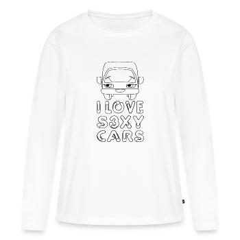 Voiture voiture - T-shirt manches longues Premium bio Femme - blanc - Devant - Julia (174cm)