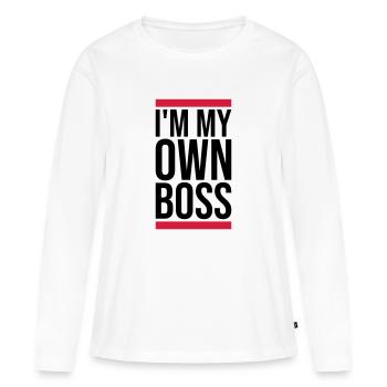 Mon propre patron - T-shirt manches longues Premium bio Femme - blanc - Devant - Julia (174cm)