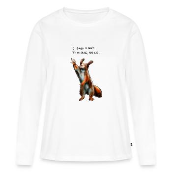 Drôle d’écureuil imposteur - T-shirt manches longues Premium bio Femme - blanc - Devant - Julia (174cm)