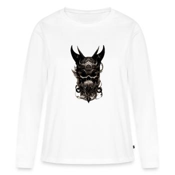 Crâne avec cornes - T-shirt manches longues Premium bio Femme - blanc - Devant - Julia (174cm)