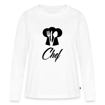 Chef cuisinier 3 - T-shirt manches longues Premium bio Femme - blanc - Devant - Julia (174cm)