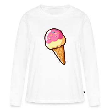 Crème glacée Vanille Fraise - T-shirt manches longues Premium bio Femme - blanc - Devant - Julia (174cm)