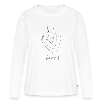 S’aimer soi-même - T-shirt manches longues Premium bio Femme - blanc - Devant - Julia (174cm)