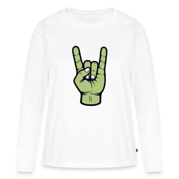 Signe de jupe de main de fête - T-shirt manches longues Premium bio Femme - blanc - Devant - Julia (174cm)