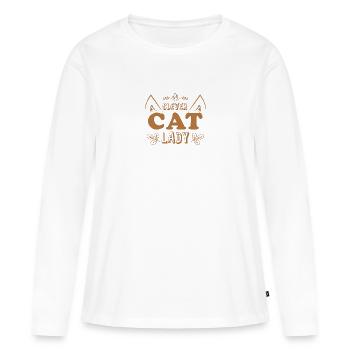 Dame chat intelligente - T-shirt manches longues Premium bio Femme - blanc - Devant - Julia (174cm)