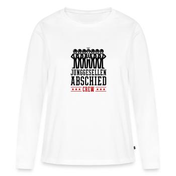 Enterrement de vie de garçon Équipage Enterrement de vie de garçon - T-shirt manches longues Premium bio Femme - blanc - Devant - Julia (174cm)