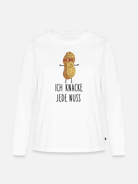 Intelligente Erdnuss - Frauen Premium Bio Langarmshirt - Weiß