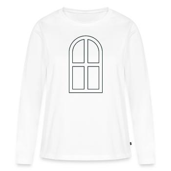 Fenêtre en arc ouverte - T-shirt manches longues Premium bio Femme - blanc - Devant - Julia (174cm)