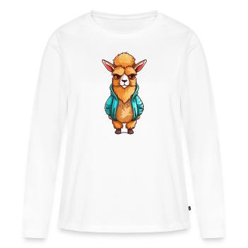 Lama grincheux - T-shirt manches longues Premium bio Femme - blanc - Devant - Julia (174cm)