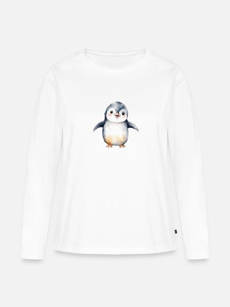 Pinguin - Frauen Premium Bio Langarmshirt - Weiß