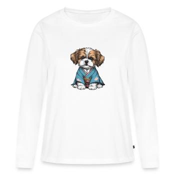 Shih Tzu In Kimono - Women's Premium Organic Long Sleeve Shirt - white - Front - Julia (174cm)