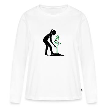 Baum Pflanzen Naturschutz - Frauen Premium Bio Langarmshirt - Weiß - Vorne - Julia (174cm)