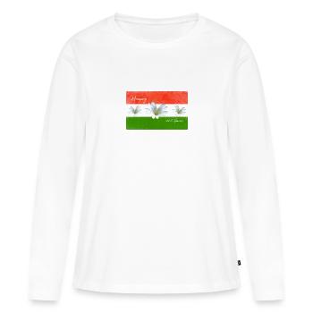 Ungarn Fahne ungarisch - Frauen Premium Bio Langarmshirt - Weiß - Vorne - Julia (174cm)