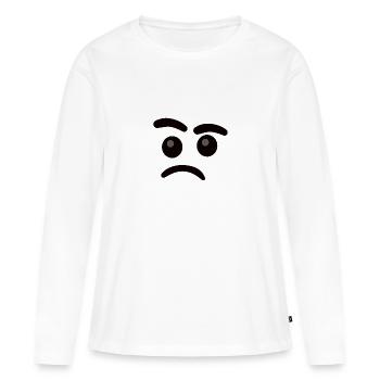 Visage sceptique - T-shirt manches longues Premium bio Femme - blanc - Devant - Julia (174cm)