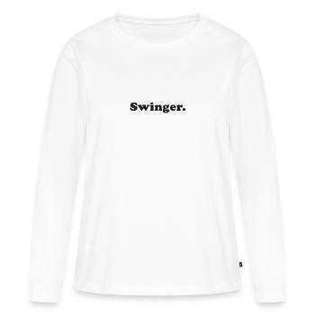 Échangiste en noir - T-shirt manches longues Premium bio Femme - blanc - Devant - Julia (174cm)