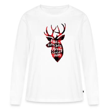 Haben Sie eine Holly Jolly Frohe Weihnachten - Frauen Premium Bio Langarmshirt - Weiß - Vorne - Julia (174cm)