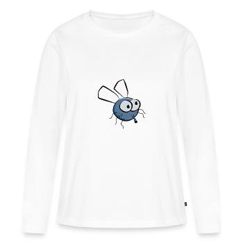 Mouche - T-shirt manches longues Premium bio Femme - blanc - Devant - Julia (174cm)