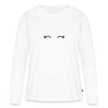 süße fröhliche Kawaii Augen mit Wimpern - Frauen Premium Bio Langarmshirt - Weiß - Vorne - Julia (174cm)