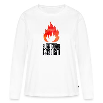 Burn Down Fascism - Frauen Premium Bio Langarmshirt - Weiß - Vorne - Julia (174cm)