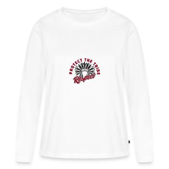 Protéger la tribu - Respect - T-shirt manches longues Premium bio Femme - blanc - Devant - Julia (174cm)