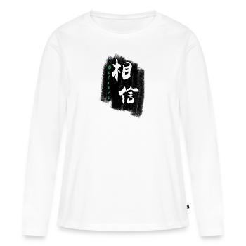 Croire en chinois - T-shirt manches longues Premium bio Femme - blanc - Devant - Julia (174cm)
