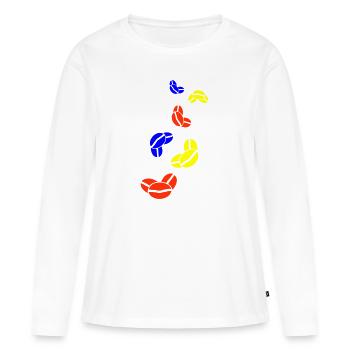 Symbole du grain de café - T-shirt manches longues Premium bio Femme - blanc - Devant - Julia (174cm)