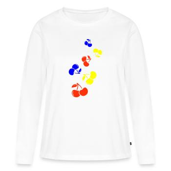 Cerise - T-shirt manches longues Premium bio Femme - blanc - Devant - Julia (174cm)