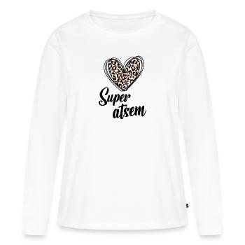 Super atsem - T-shirt manches longues Premium bio Femme - blanc - Devant - Julia (174cm)
