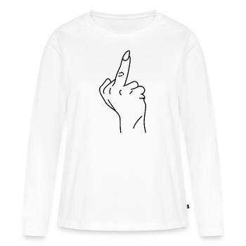 Middle finger - Women's Premium Organic Long Sleeve Shirt - white - Front - Julia (174cm)