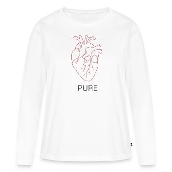 PURE HEART - T-shirt manches longues Premium bio Femme - blanc - Devant - Julia (174cm)