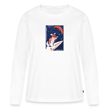 Laika URSS URSS Chien de l’espace cadeau Russie - T-shirt manches longues Premium bio Femme - blanc - Devant - Julia (174cm)