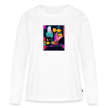 Cyber City - T-shirt manches longues Premium bio Femme - blanc - Devant - Julia (174cm)